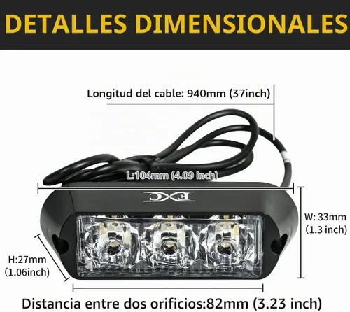 Vista 6 de Purishion - 3 Luces estroboscópicas LED de emergencia, impermeables, color ámbar, 12 diferentes intermitentes para automóvil, SUV, camioneta