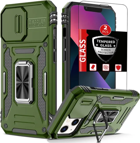 Vista 47 de Funda para iPhone 12 Pro Max con 2 protectores de pantalla, cubierta deslizante integrada para cámara para 12Pro Max, funda para teléfono