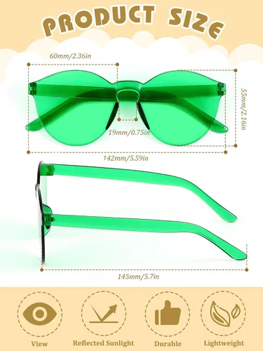 Vista 2 de Hoteam 24 pares de lentes de sol redondos sin montura a granel tintados para fiesta, lentes transparentes de color caramelo para mujeres y hombres
