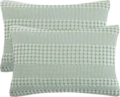 Vista 21 de PHF Fundas de almohada 100% algodón con tejido de gofre de 24 x 24 pulgadas, paquete de 2 fundas cuadradas para decoración elegante del hogar, sin