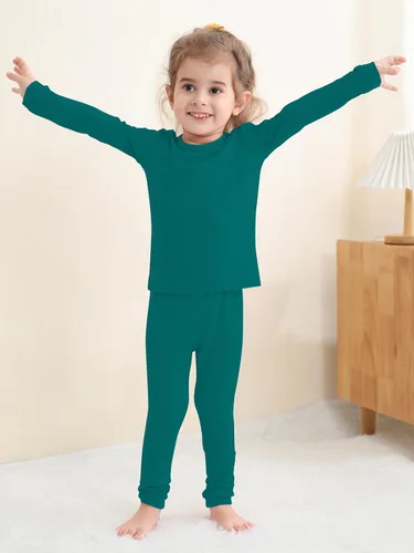 Vista 56 de GUISBY Conjunto de pijama de rayón de bambú para niños y niñas, ajuste cómodo, para uso diario, conjunto de pijama de 2 piezas