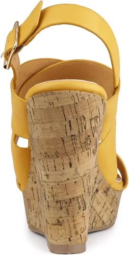 Vista 3 de Allegra K Sandalias de cuña con plataforma de madera para mujer