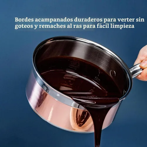 Vista 7 de Hestan - Colección CopperBond - Cacerola de cobre 100% puro, compatible con cocina de inducción, 1.5 cuartos