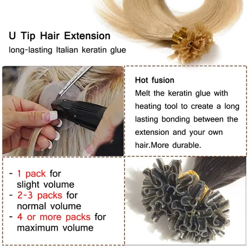 Vista 284 de SEGO Extensiones de cabello humano con micro cuentas, extensiones de cabello humano con micro bucle, lacio, natural, fusión fría, 1.76 oz/paquete