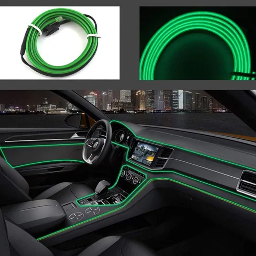 Vista 9 de ABALDI Luces Interiores de Coche Cable de Alambre EL Luces de Neón Ambiente Brillante Estroboscópico Electroluminiscente para Decoración