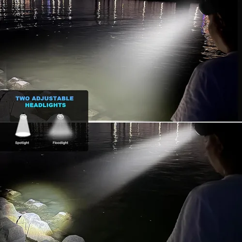 Vista 5 de Linterna de faro delantero, linterna LED recargable brillante, luz frontal impermeable con lámpara trasera para acampar al aire libre, correr