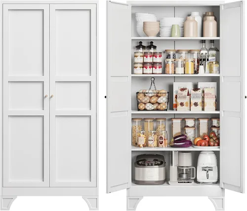 Vista 12 de Yizosh Small Metal Garage Storage Cabinet,Kitchen Pantry Storage Cabinet Negro