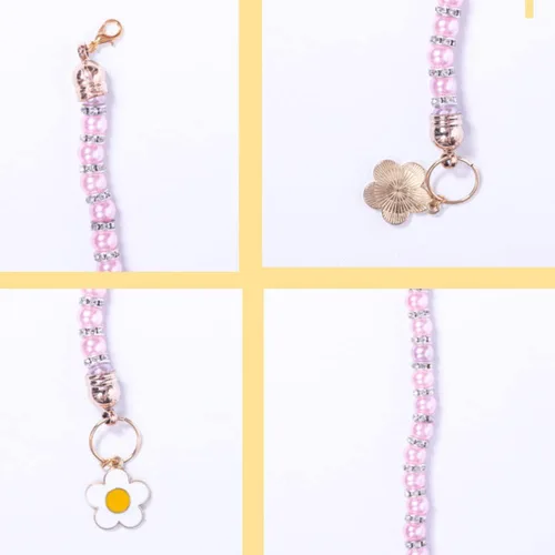 Vista 3 de Collares de perlas para mascotas, collares de diamantes, accesorios para collar de gato y perro, suministros para mascotas