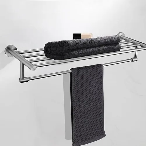 Vista 2 de Brushed Towel Racks for Bathroom, Towel Rack Wall Mounted with Tower Bars, Stainless Steel Bathroom Shelf, Hand Towel Holder for Bathroom Wall 50 Cm