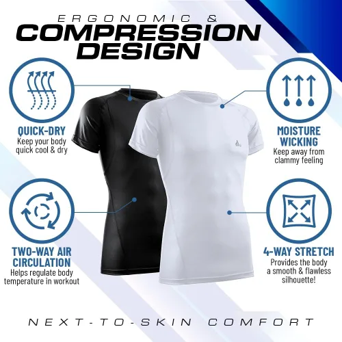 Vista 3 de Mens Compression Shirt Short Sleeve Dry-fit Athletic Base-Layer T-Shirt - 2 Pack