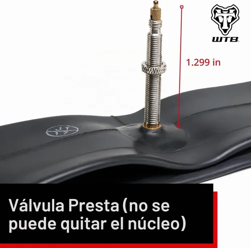 Vista 3 de WTB Bicycle Inner Tubes (26"/27.5"/29"/700c, 33/48mm Presta Valve) Mountain, Gravel, Road - Durable & Lightweight Butyl Rubber