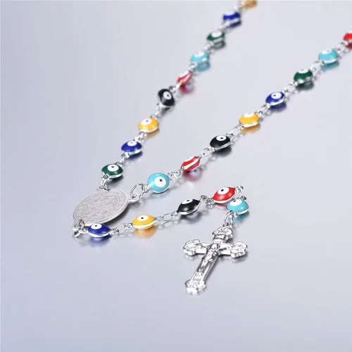 Vista 5 de U7 Christian Bracelets Stainless Steel 18K Gold Plated Cross Bracelet Saint Bendict Bracelet Rosary Bracelets for Men Women