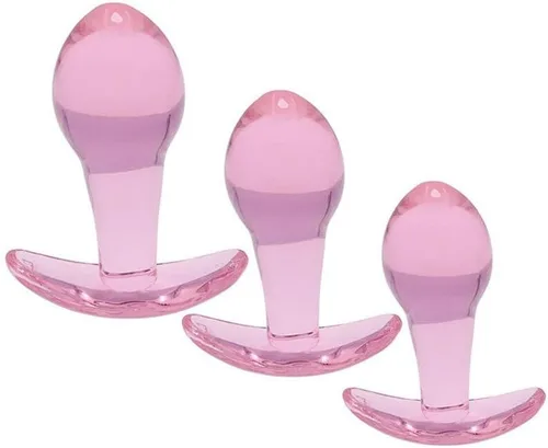 Vista 5 de Tapón anal Butt Plug rosa Vidrio transparente Anal Ano Masturbador para adultos Juguetes sexuales eróticos Culos Tapón anal Consolador de vidrio