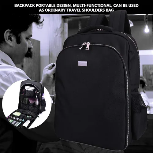 Vista 2 de Organizador de bolsas de peluquería para recortadoras y suministros, bolsas portátiles y estuches para hombres, mochila de peluquería