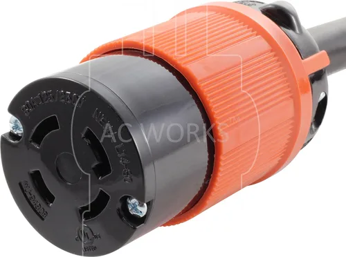 Vista 4 de AC WORKS Cable de extensión de goma para generador 10/4 NEMA L14-30 30Amp 125/250Volt (50FT)