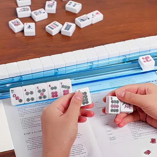 Vista 5 de American Mahjong - Juego de 166 azulejos prémium con 4 empujadores