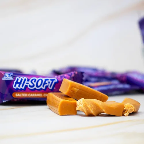 Vista 4 de HI-SOFT Caramelos masticables salados, 6 bolsas de pie, 3 onzas, caramelo masticable suave y salado para compartir golosinas, dulces a granel