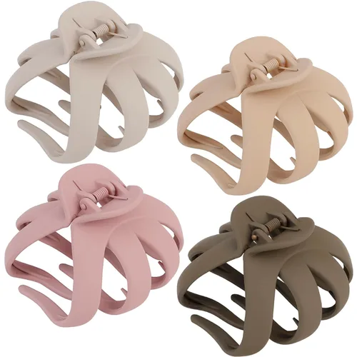 Vista 8 de COCIDE 4 pinzas para el cabello para mujer, clip de pulpo grande de acrílico, antideslizante, garra de araña grande para niñas, agarre fuerte, clip