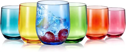 Vista 8 de Juego de 6 vasos de vino de plástico sin tallo de 14 onzas, vasos de acrílico multiusos, negros, reutilizables, resistentes a roturas, aptos