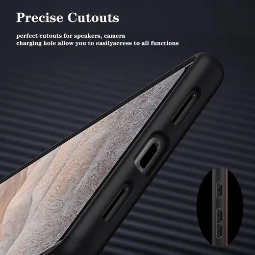Vista 7 de X-level Funda de piel sintética para Google Pixel 6, a prueba de golpes Piel Negro