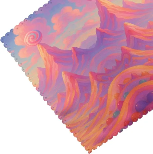 Vista 5 de Rectangular Placemats Set of 4, Heat Resistant Dream Candy Mountains Printed Kitchen Dining Table Mats