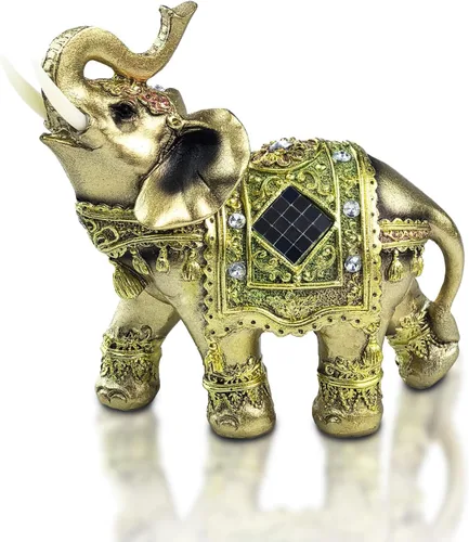 Vista 10 de Lucky Wealth - Estatua de elefante Feng Shui, figura coleccionable de resina con tronco levantado, regalo de elefante de buena suerte para mujeres