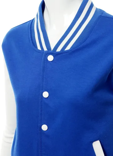 Vista 4 de Chaqueta universitaria con estilo para mujer, de manga larga, con contraste