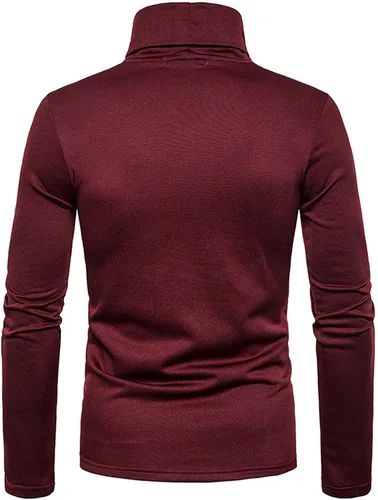 Vista 4 de Camiseta para hombre 2023 de manga larga con cuello alto, suéter térmico sólido térmico ajustado básico