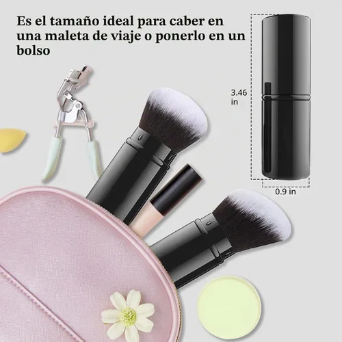 Vista 5 de Brochas de maquillaje retráctiles, paquete de 2 brochas de maquillaje de Negro