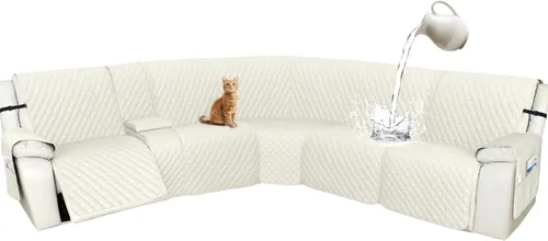 Vista 44 de Arfntevss Fundas de sofá modular reclinable, 100% impermeable, en forma de L, para sillón reclinable en forma de L, funda seccional lavable