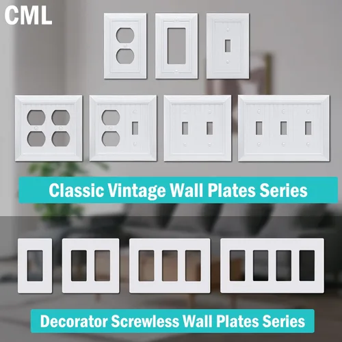 Vista 8 de CML - Placa de pared clásica con triple interruptor de palanca, cubierta de salida de 3 bandas, paquete de 2, placa de pared con diseño de grano