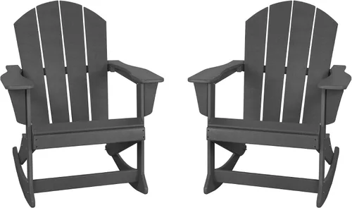 Vista 68 de WestinTrends Silla mecedora Malibu de poliéster para exterior/patio Adirondack, Negra