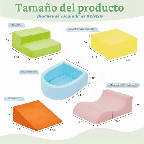 Vista 2 de QUCHI Juguetes de escalada de 5 piezas para niños pequeños, juguetes de escalada para niños pequeños en interiores con piscina de bolas de espuma