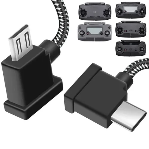 Vista 8 de DJI - Cable de control remoto USB micro a iOS de 1 pie de 90 grados para Mavic Mini, Mini SE, Pro, Spark, Air, datos de teléfono/tableta, accesorios
