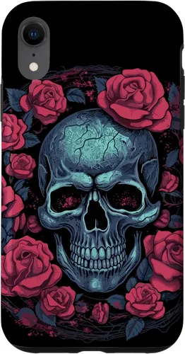 Vista 8 de Funda para iPhone 14 Skull and Roses Red Floral Dark Goth Horror Skull Case