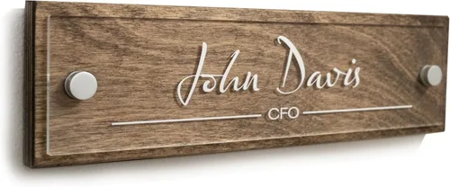 Vista 8 de Placa con nombre para pared o puerta - Cartel con nombre para oficina (madera de abedul)