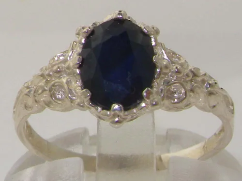 Vista 2 de Anillo de plata de ley 925 auténtica auténtica zafiro para mujer