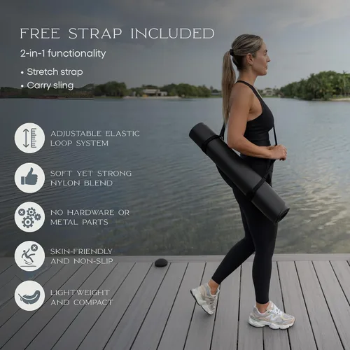 Vista 6 de FFLLOOWW BODY & SOUL Tapete de yoga antideslizante de alta calidad para entrenamiento en casa, gimnasio en casa, yoga y pilates, incluye correa