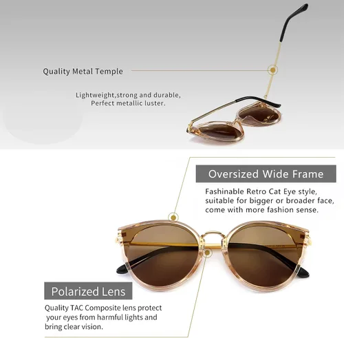 Vista 3 de SUNGAIT Gafas de sol polarizadas para mujer estilo vintage ojo de gato UV400