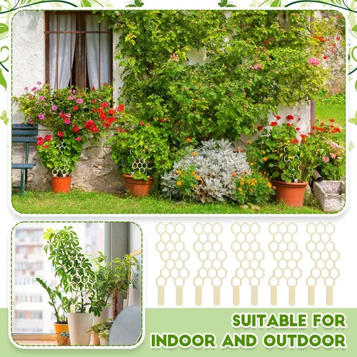 Vista 7 de Nuenen Paquete de 5 enrejados de plantas de interior para plantas trepadoras de 11.8 pulgadas, pequeño enrejado de madera de jardín para plantas