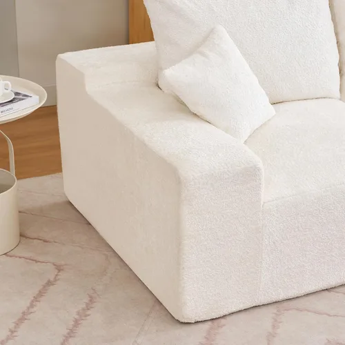 Vista 6 de Sofá modular en forma de L para sala de estar, sofá modular sin hueso de gran tamaño con tela de pana, cómodo sofá cama con diván para apartamento