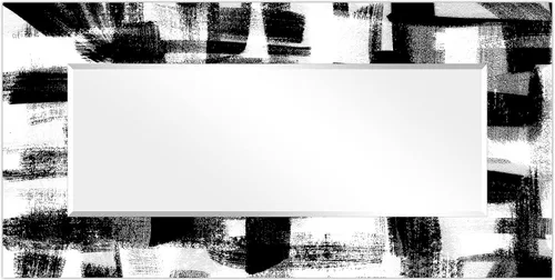 Vista 4 de Empire Art Direct Espejo de pared rectangular biselado en blanco y negro con vidrio templado impreso abstracto, tocador, espejo de baño, listo