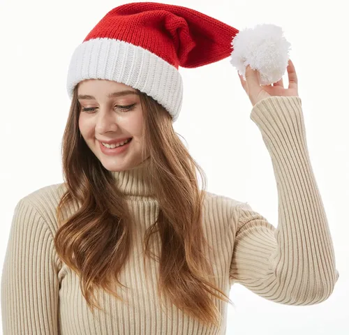 Vista 4 de LMLALML Sombreros de Navidad para mujeres niños y hombres elegante de punto cálido divertido gorro para Año Nuevo fiesta festiva