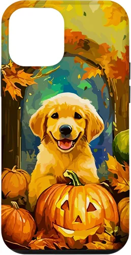 Vista 16 de Cute Golden Retriever Fall Pumpkin Autumn Leaves Halloween Case for iPhone 16