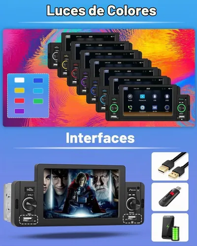 Vista 3 de Hikity Estéreo de coche de 5 pulgadas de un solo DIN Apple Carplay estéreo Android Auto, pantalla táctil Car Play Radio Bluetooth, Mirror Link