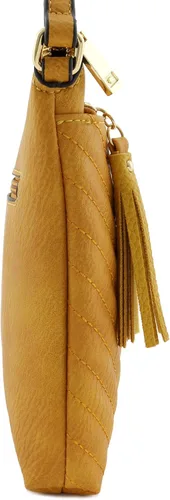 Vista 3 de Bandolera o bolsa mediana con patrón triangular, de estilo cruzado, acolchada y con borla
