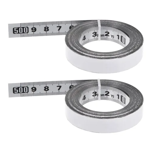 Vista 8 de HARFINGTON 2 cintas métricas autoadhesivas de acero inoxidable de 157.5 in, resistente al desgaste, de derecha a izquierda, regla adhesiva de acero