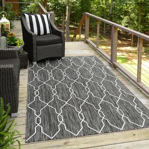 Vista 14 de Unique Loom Outdoor Trellis Collection - Alfombra de área con diseño de enrejado (2 x 6 pies 1 pulgada, azul/marfil)