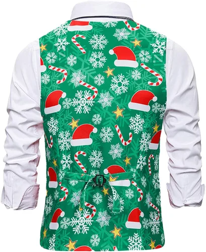 Vista 4 de Stoota Chaleco de Navidad para hombre suave casual ajuste regular lindo estampado S-2XL