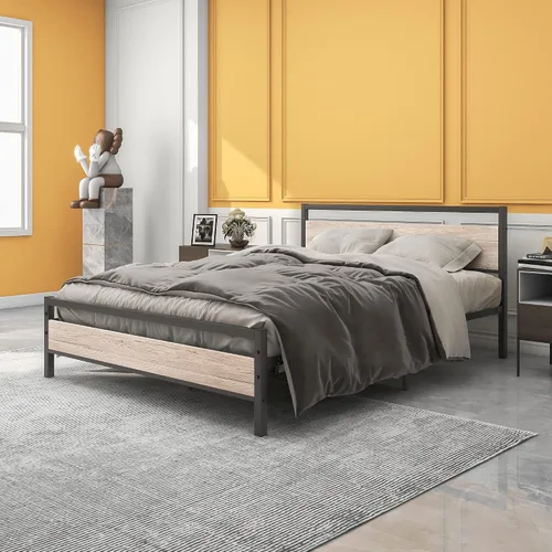 Vista 14 de BOFENG Marco de Cama Individual con Cabecera de Madera, Marco de Cama de Plataforma Individual de Metal Tamaño Individual Sin Somier Necesario Negro